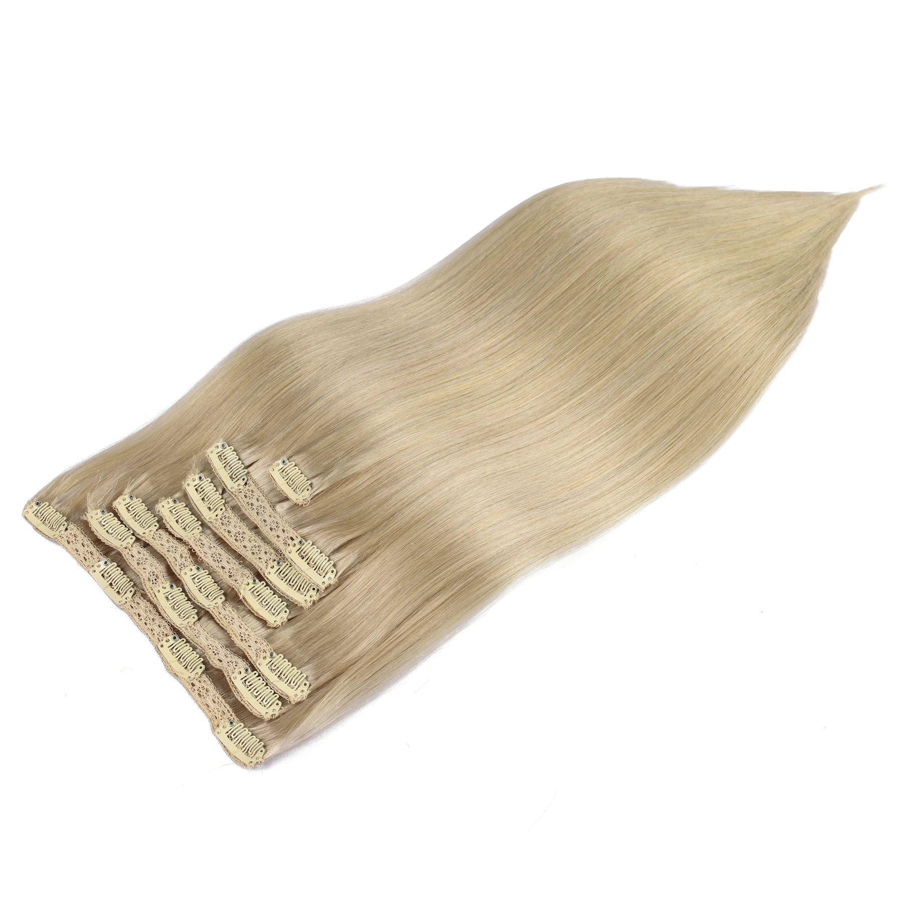 Natural Black Straight PU Clip - Seamless Clip In Hair Extensions Human Hair ulasan dan harga