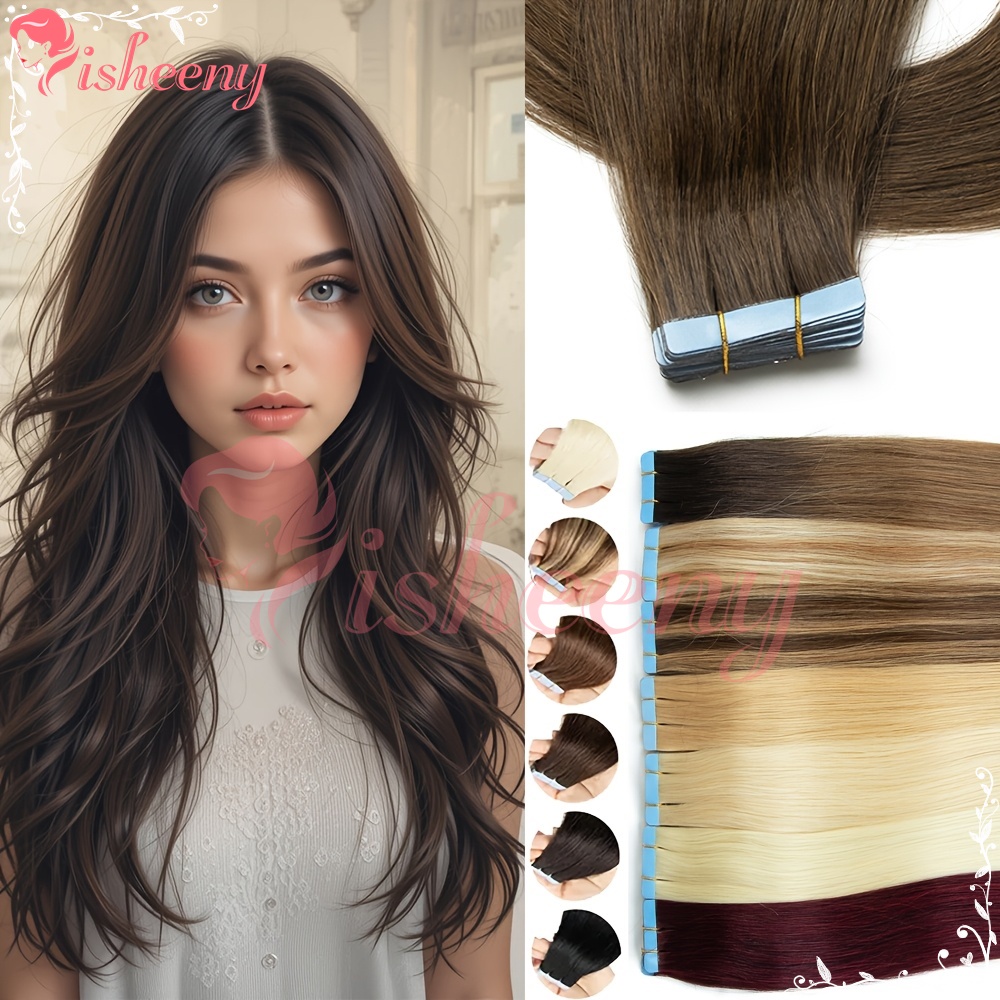 Isheeny Straight Tape In Hair  - Invisible Tape In Extensions Real Hair ulasan dan harga