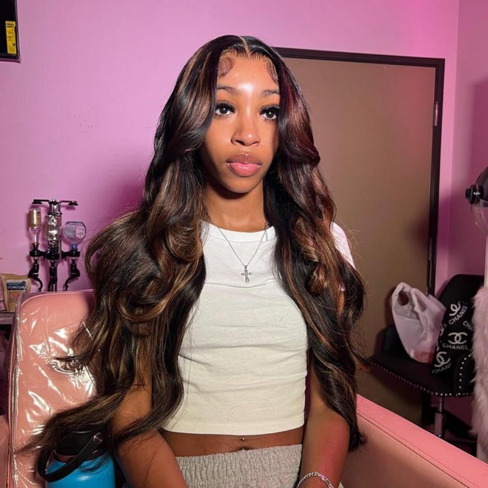 P1B30 Highlight Ombre Body Wav - Lace Front Wigs ulasan dan harga