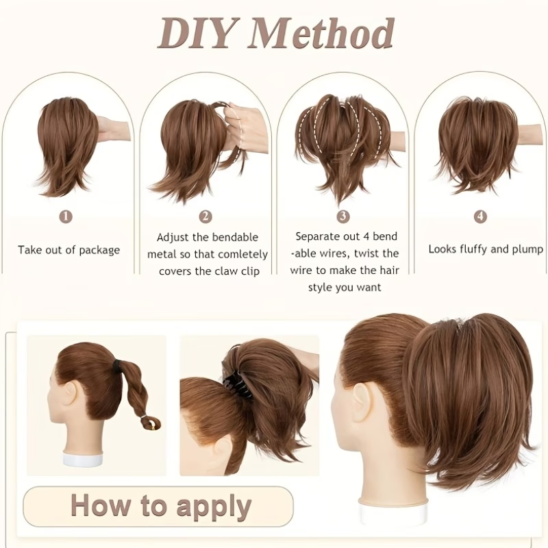 Synthetic Claw Clip Ponytail E - Claw Clip Messy Bun Hair Piece ulasan dan harga