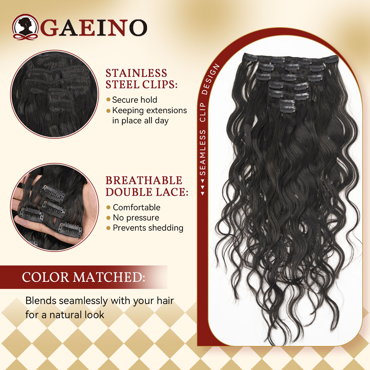 12A Natural Wave Clip Ins Hair - Seamless Clip In Hair Extensions Human Hair ulasan dan harga