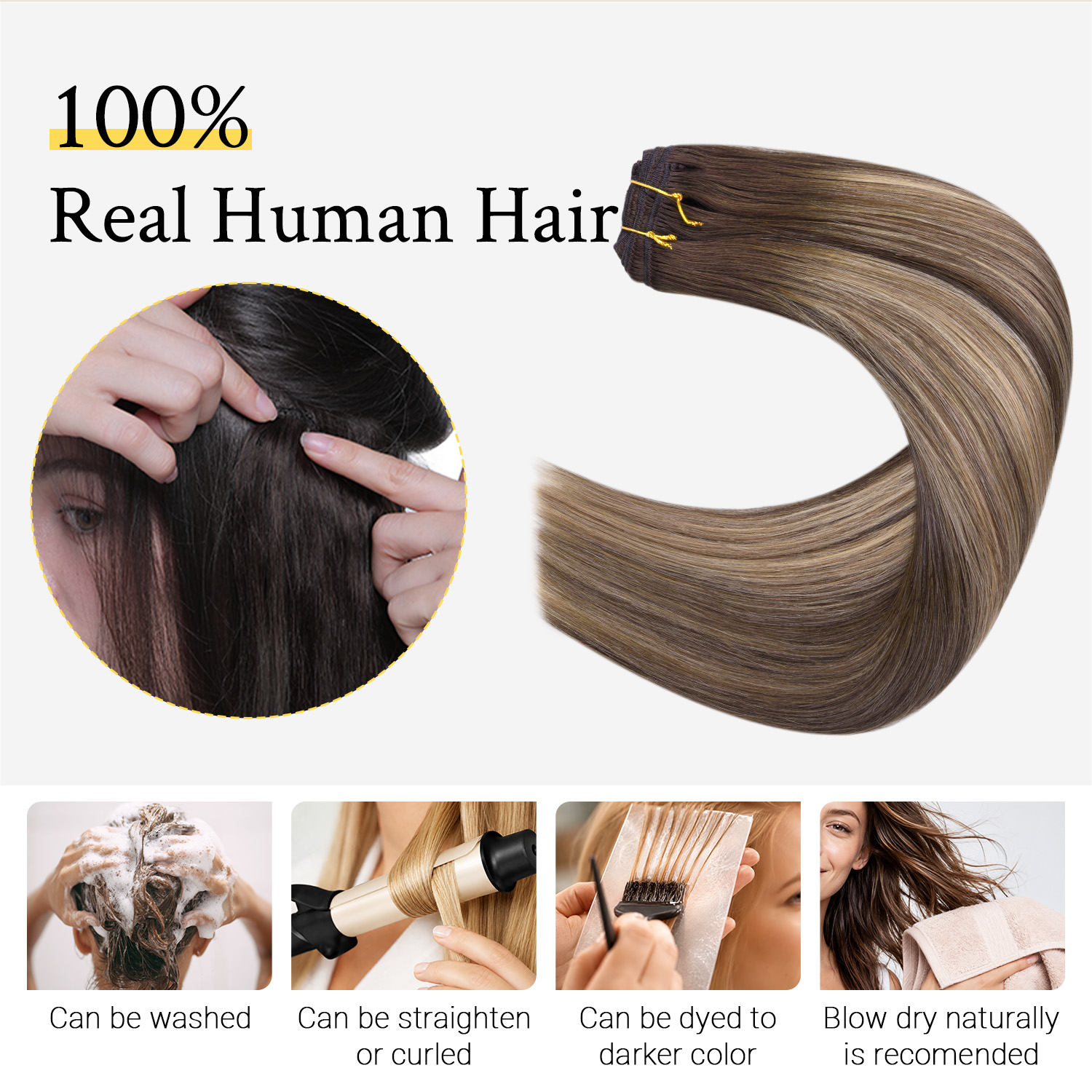 Sunmofavo Clip In Human Hair E - Seamless Clip In Hair Extensions Human Hair ulasan dan harga