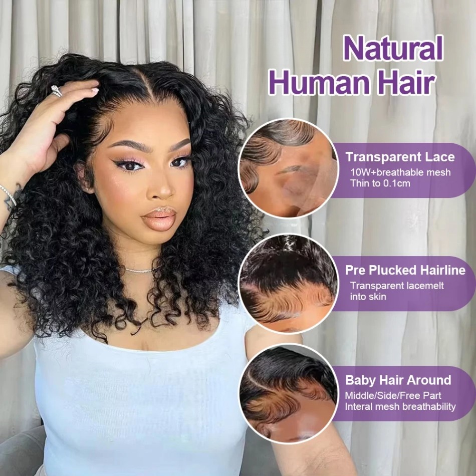 Glueless Short Bob Wig 16 Inch - Hd Lace Frontal Wig Human Hair Pre Plucked ulasan dan harga