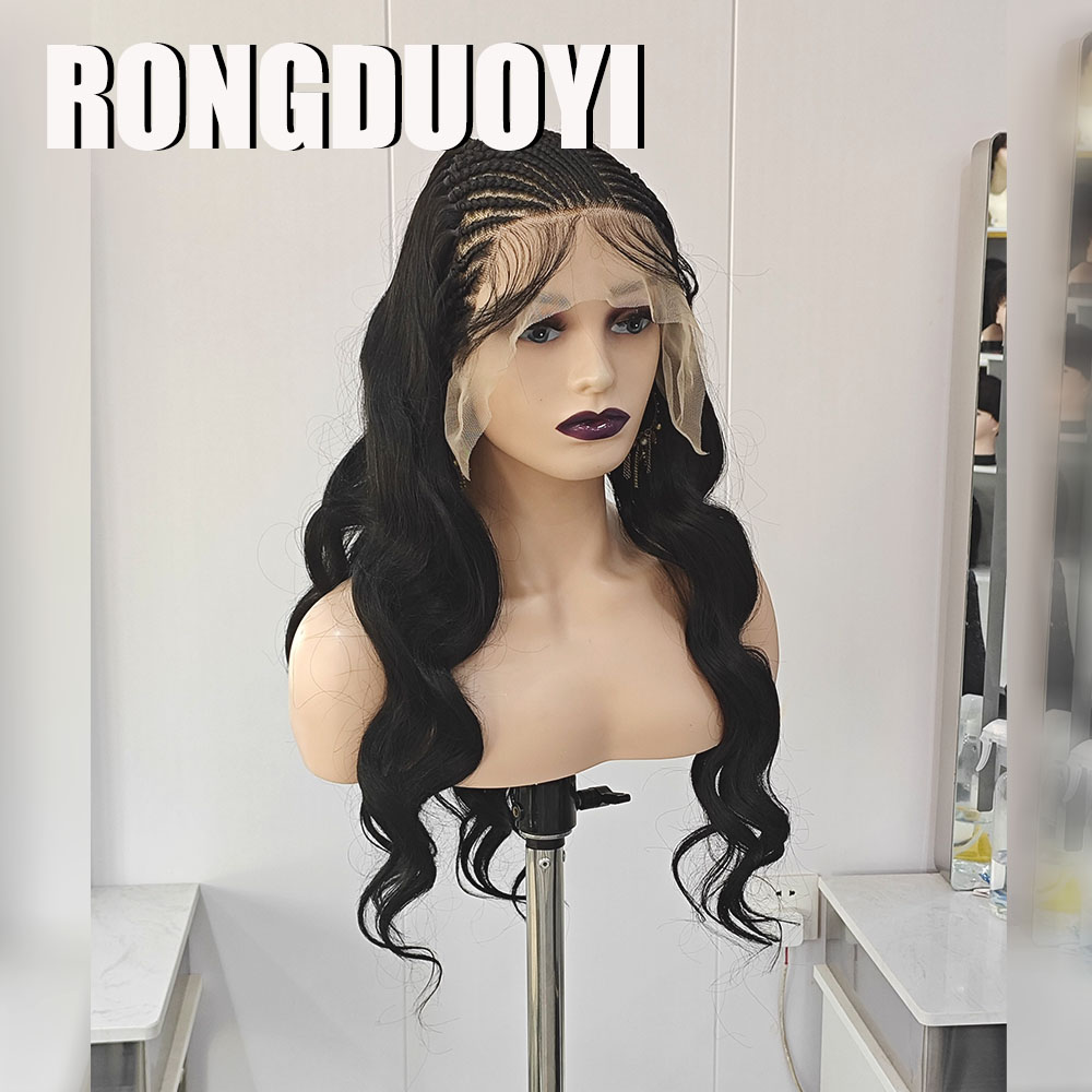 RONGDUOYI Black Braided Wave S - Synthetic Braided Wigs For Black Women ulasan dan harga